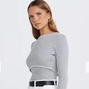 Apero gray ribbed nursing/breastfeeding sweater black- S
